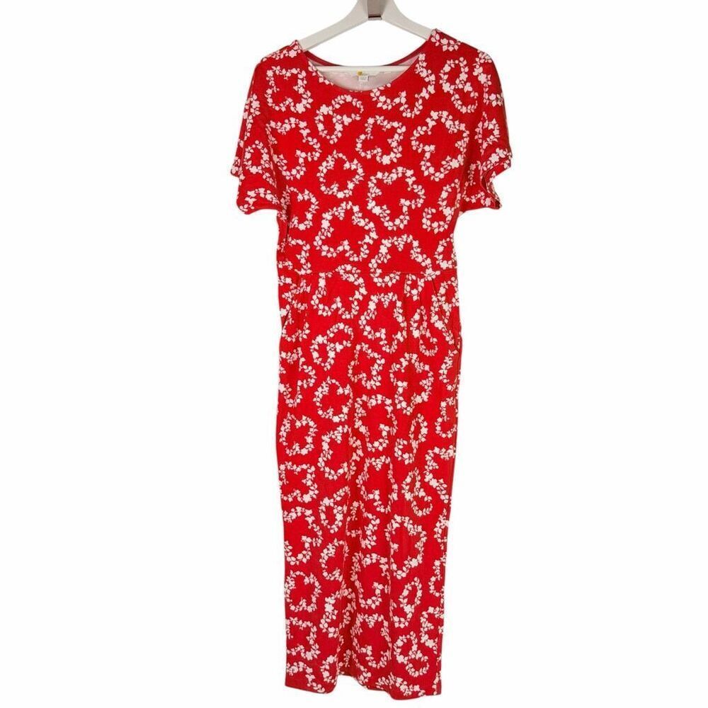 Boden Vanessa Red & White Midi Straight Dress size 6R